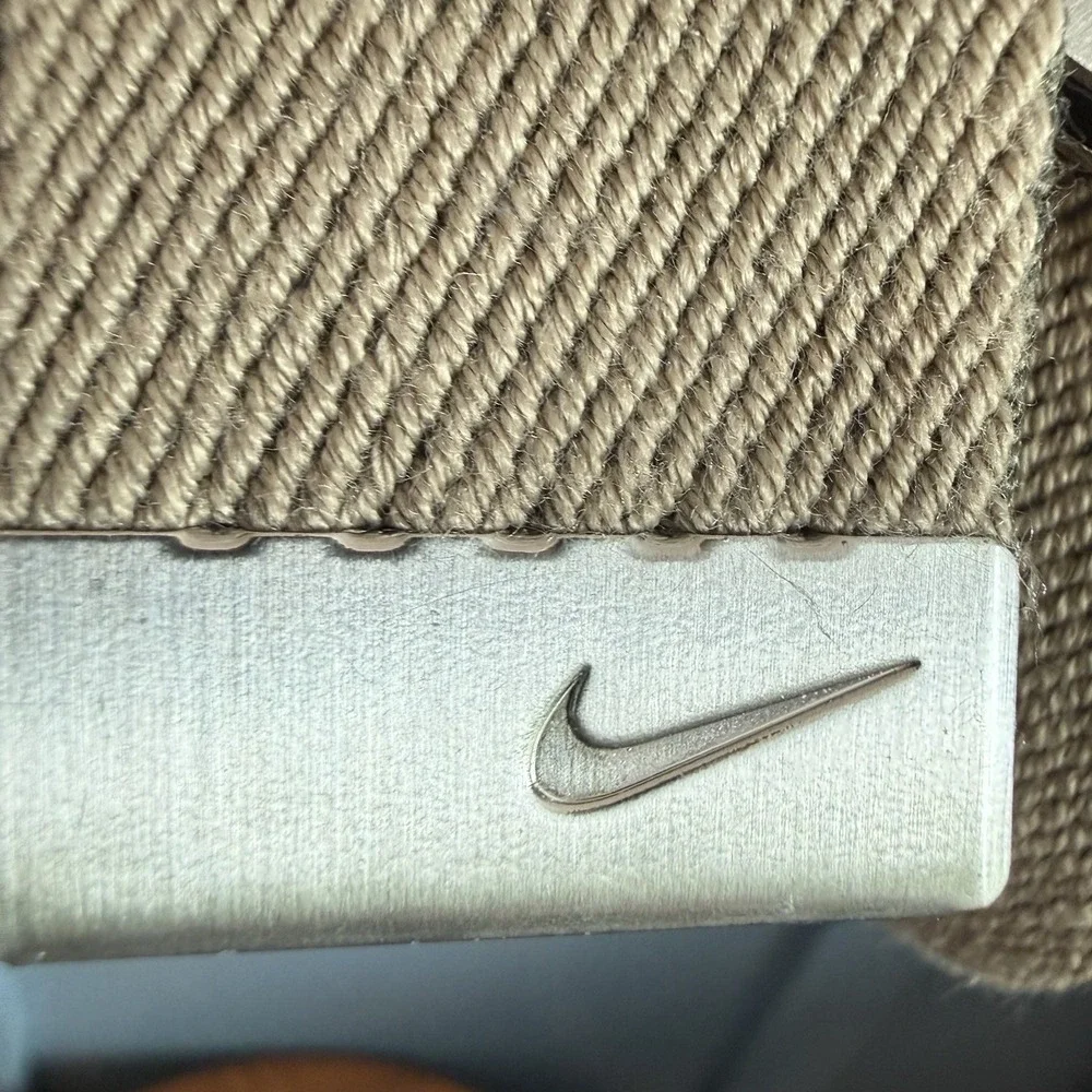 Nike Reversible Web Belt Khaki Olive Green Silver Swoosh Buckle‎ Canvas Tech 37